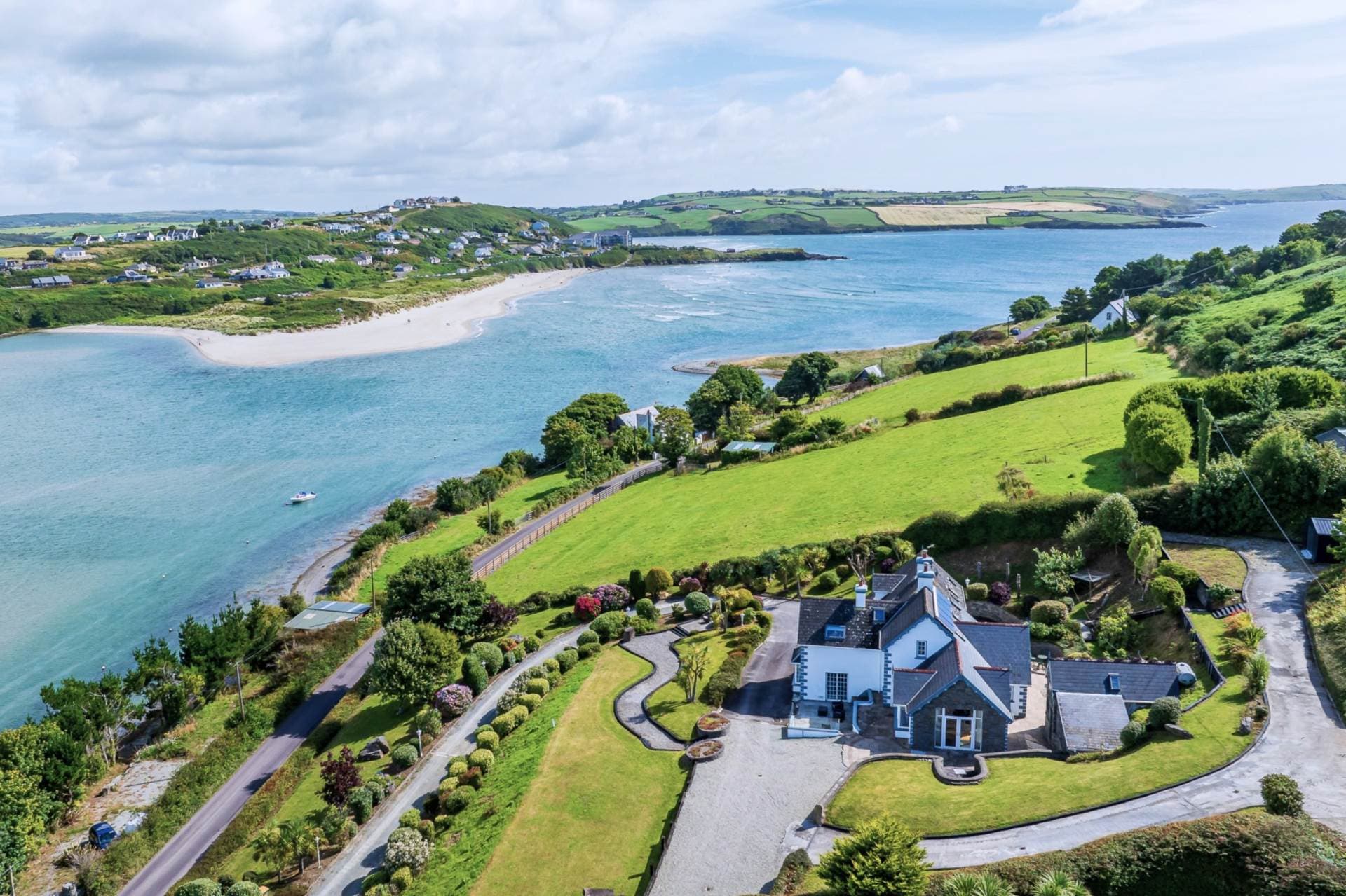 Aerial view of Mount Seaview overlooking Inchydoney Beach and the estuary